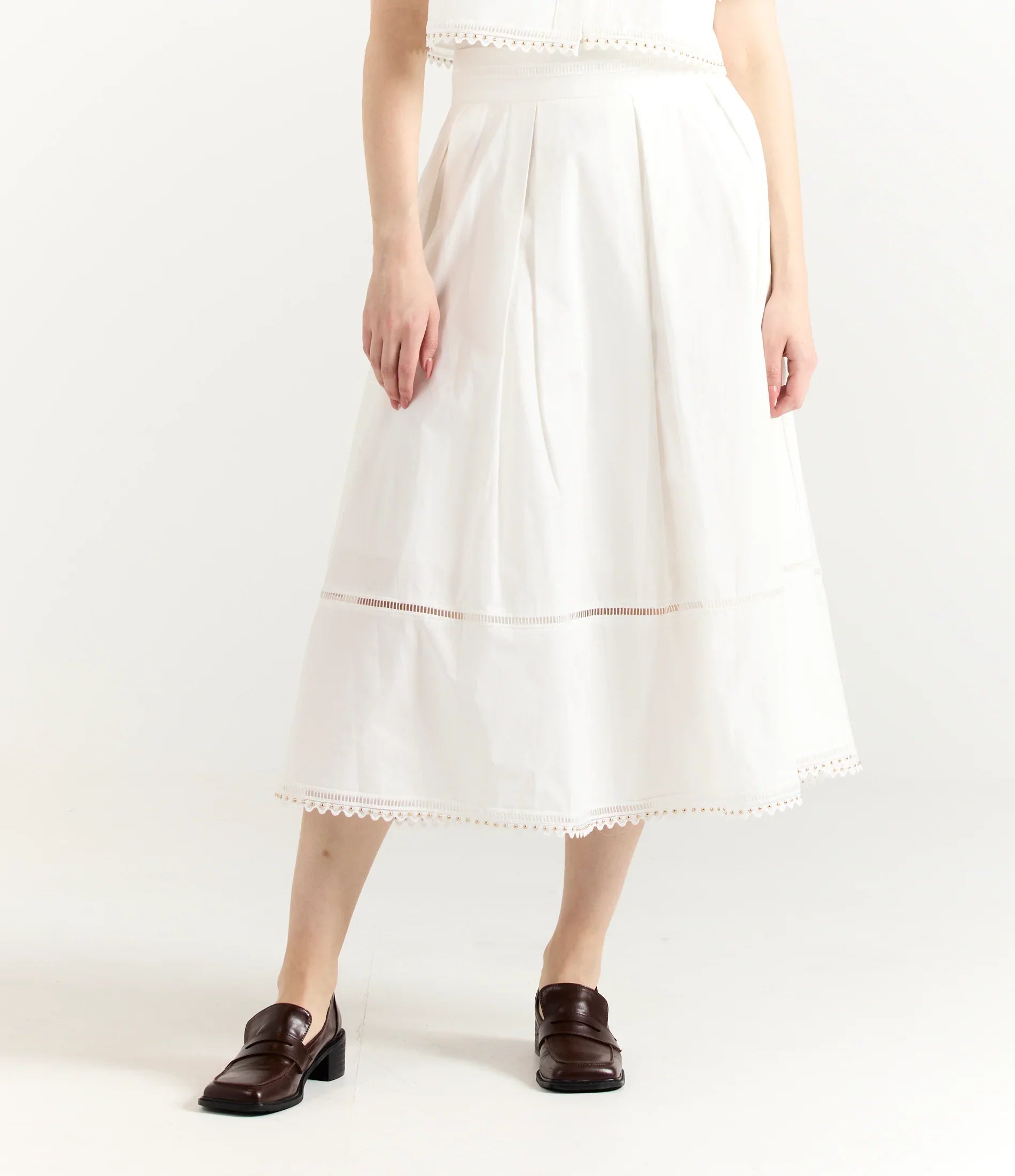 Light Weight Cotton White Cropped Top and Skirt Set