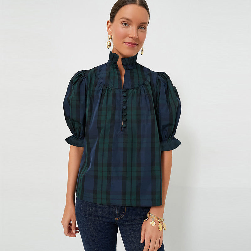 Pleaded Short Dark Sleeve Shirt