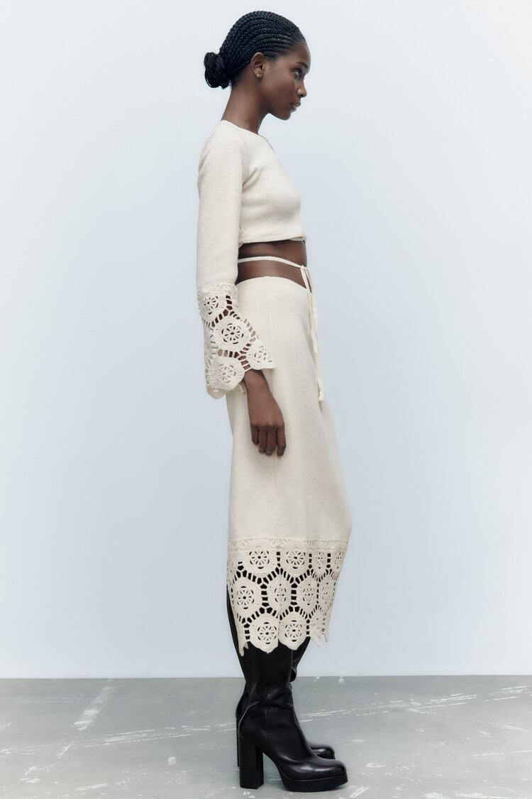 Crochet top with skirt set