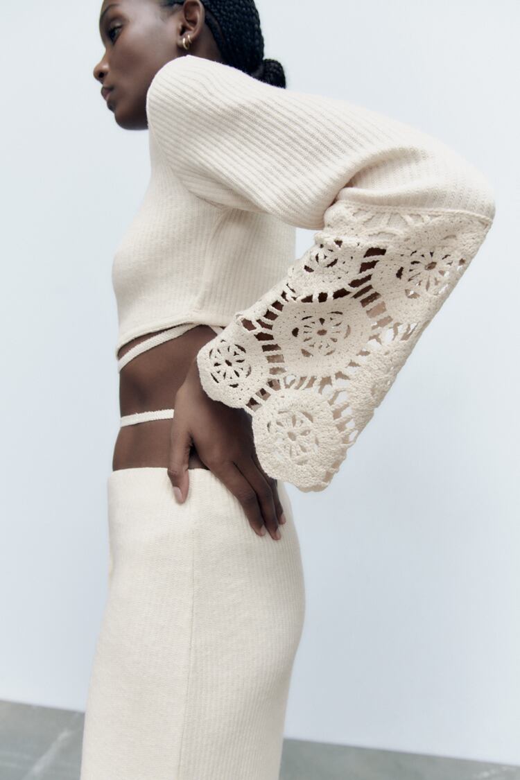 Crochet top with skirt set