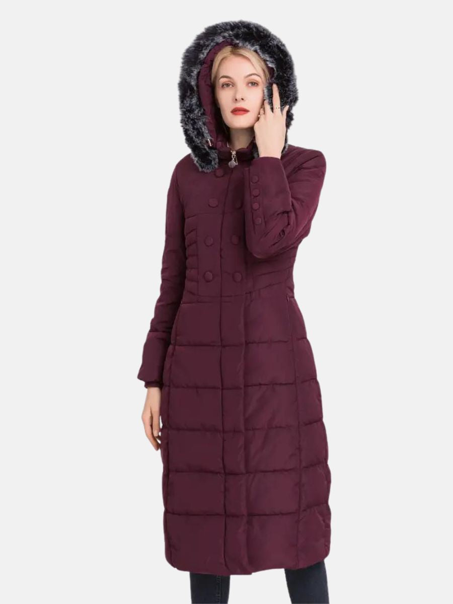 jacket with button closure and hood