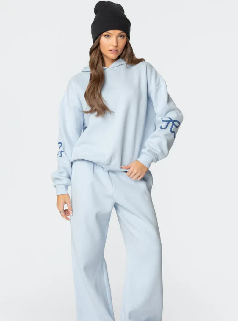 Cozy Tracksuit With Imprinted Bows