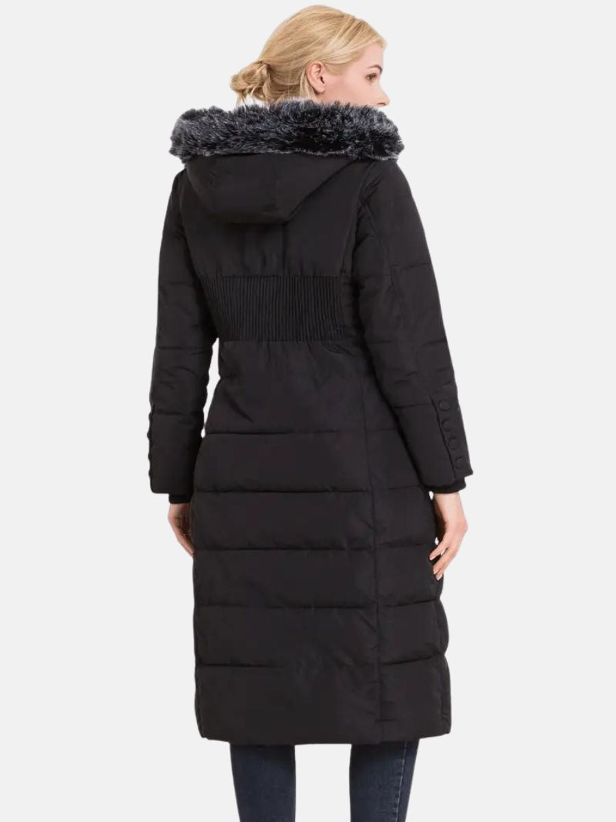 jacket with button closure and hood