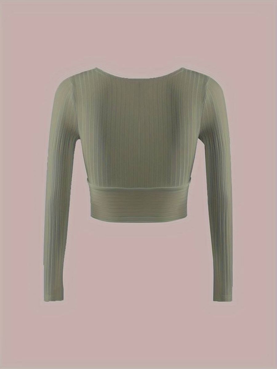 ribbed sleeves with a deep V-neck