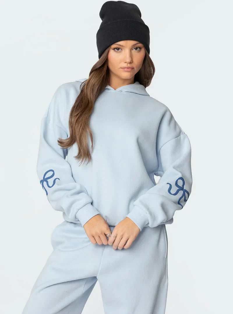 Cozy Tracksuit With Imprinted Bows