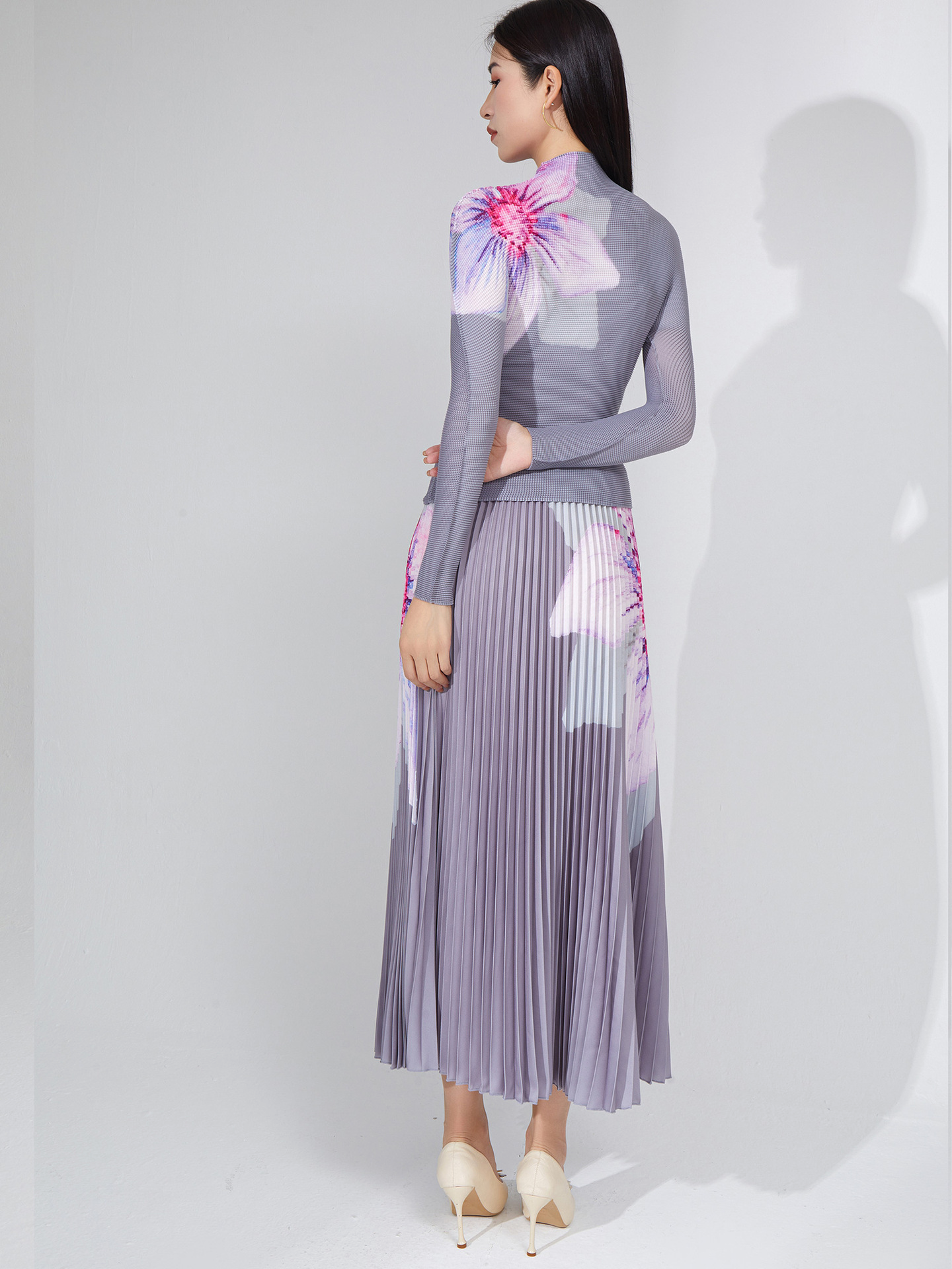 Pleated floral skirt with top