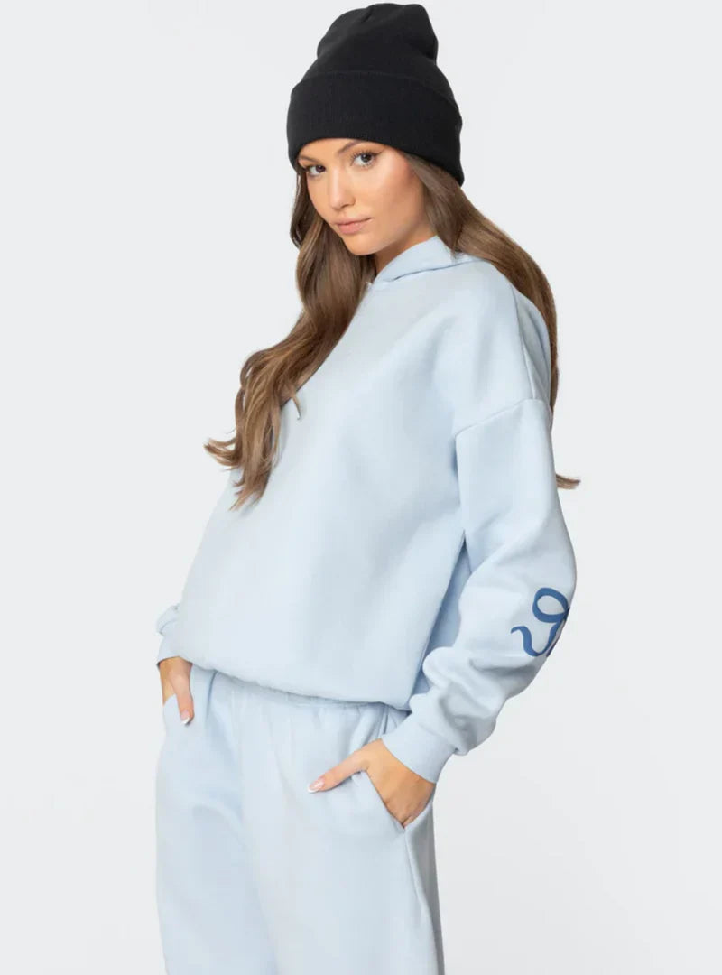 Cozy Tracksuit With Imprinted Bows