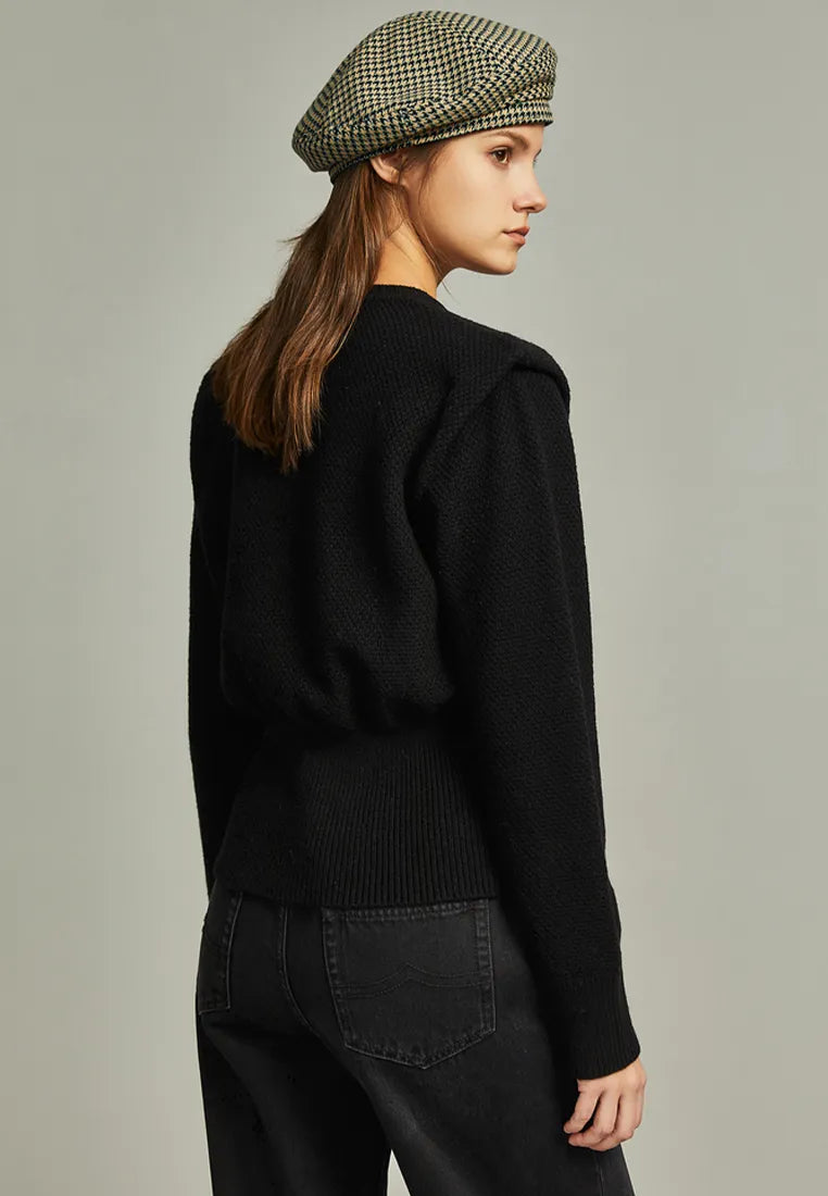 Black Wool Knitted Cardigan