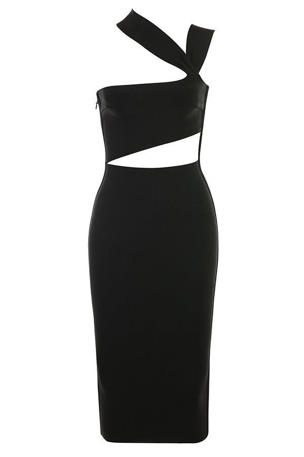 Light brown cut out bandage midi dress
