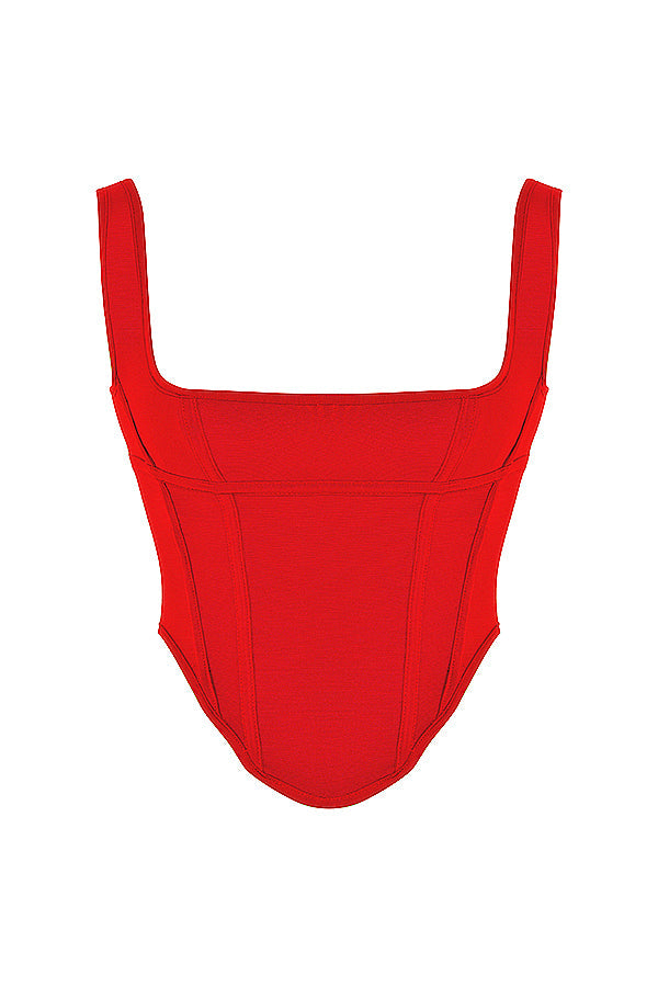 Mesh corset with satin midi skirt with low waist