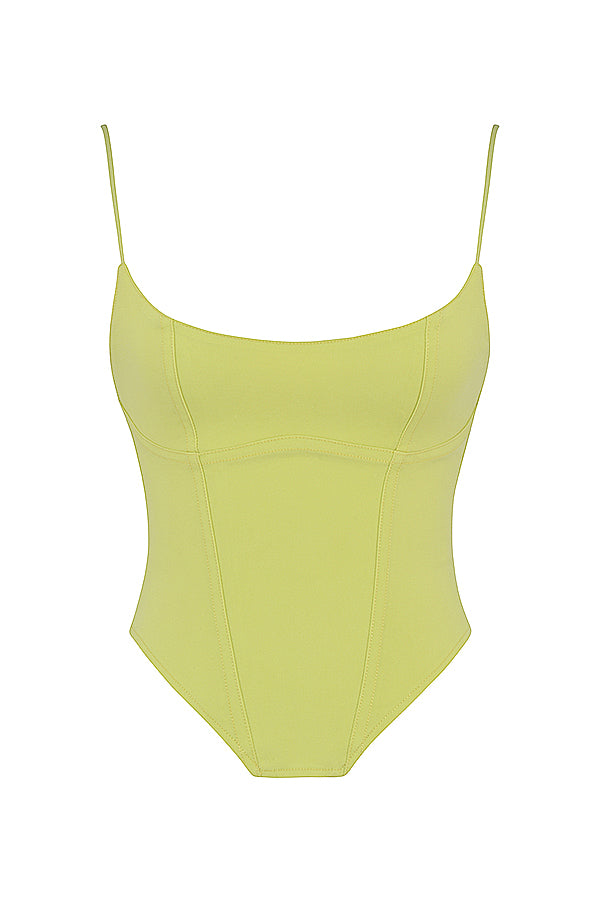 Neon sculpting corset with mini skirt