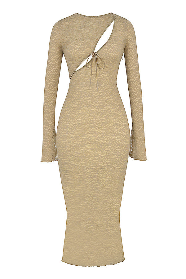 Stone maxi dress with floral lace