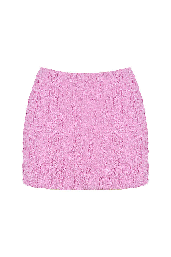 Pink cut out corset with mini skirt