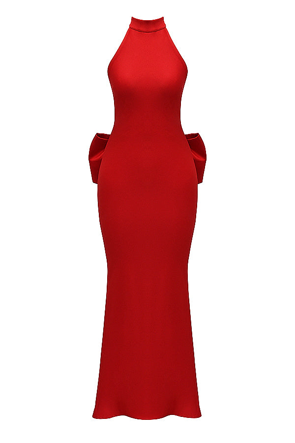 Red bow halter dress