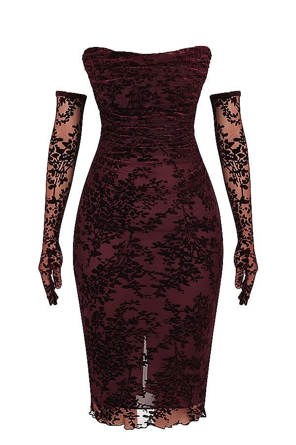 Black cherry Devore corset dress