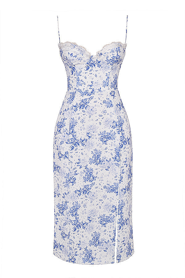 Print corset midi sundress