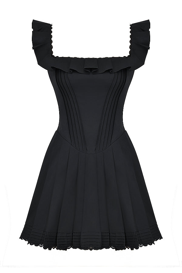Black pleated dress with pleats