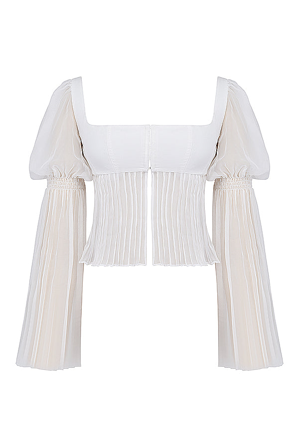 White pleated top