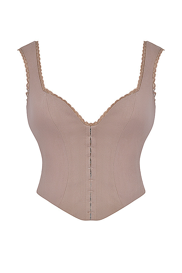 Mushroom lace corset and maxi skirt