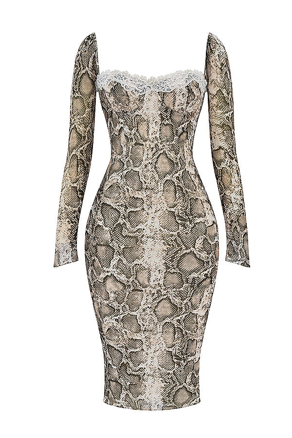 Corset dress with snake print