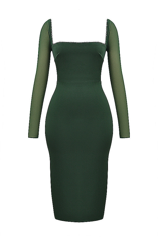 Emerald green midi dress