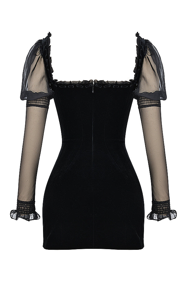 Black velvet mini dress