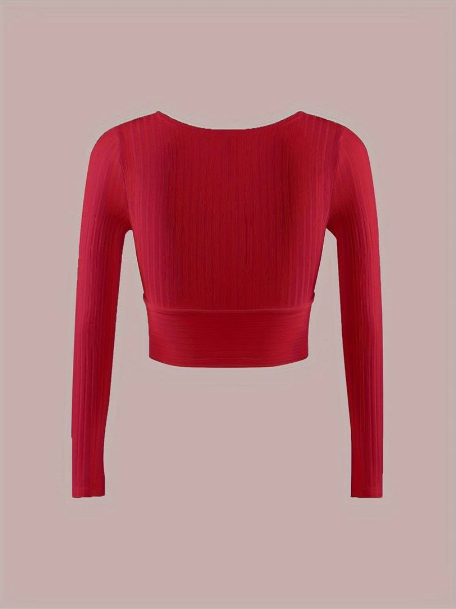 ribbed sleeves with a deep V-neck