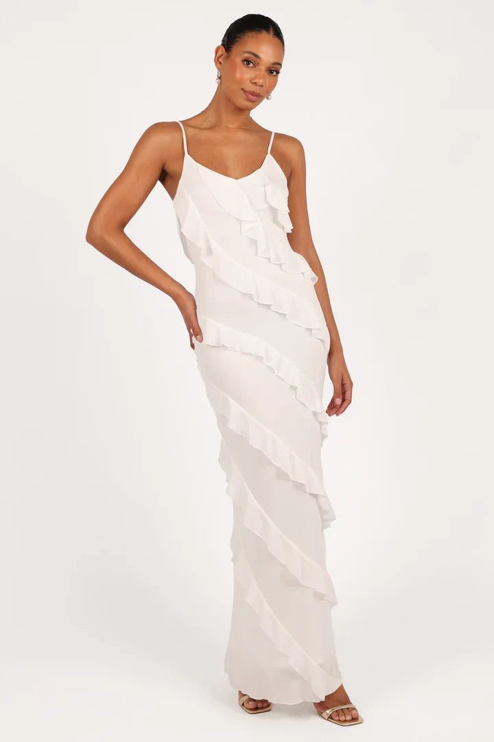 Ruffled Maxi Dress In White