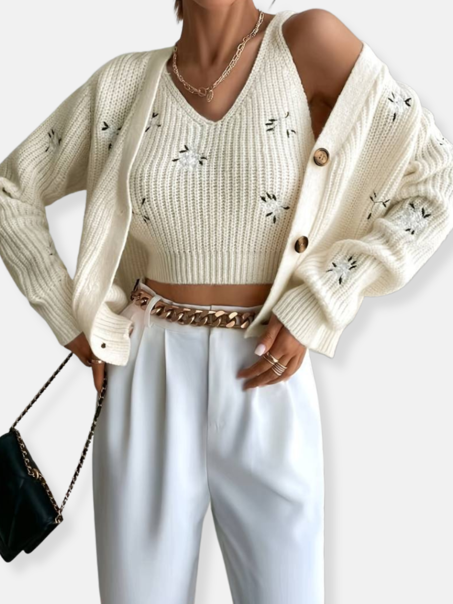 cardigan and shirt with V-neck