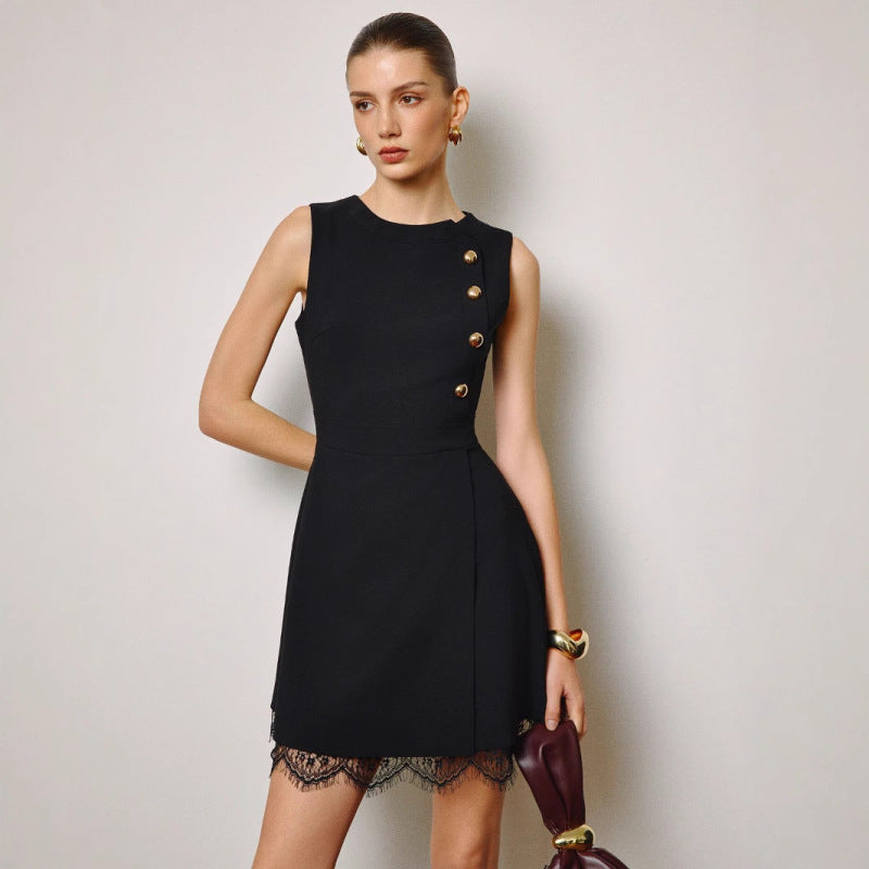 Sleeveless Casual Mini Dress In Black