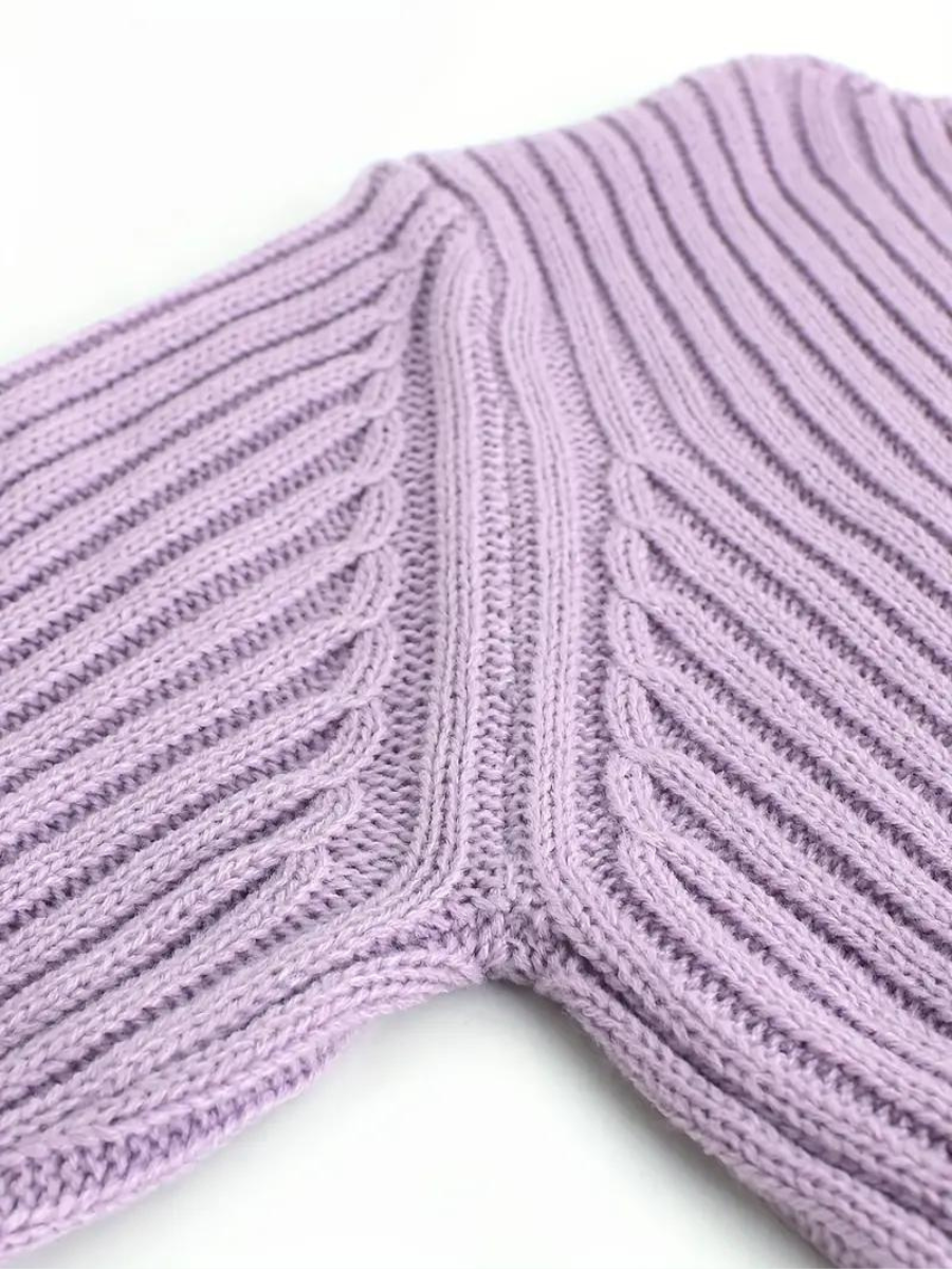 rib knitted sweater with asymmetrical neckline