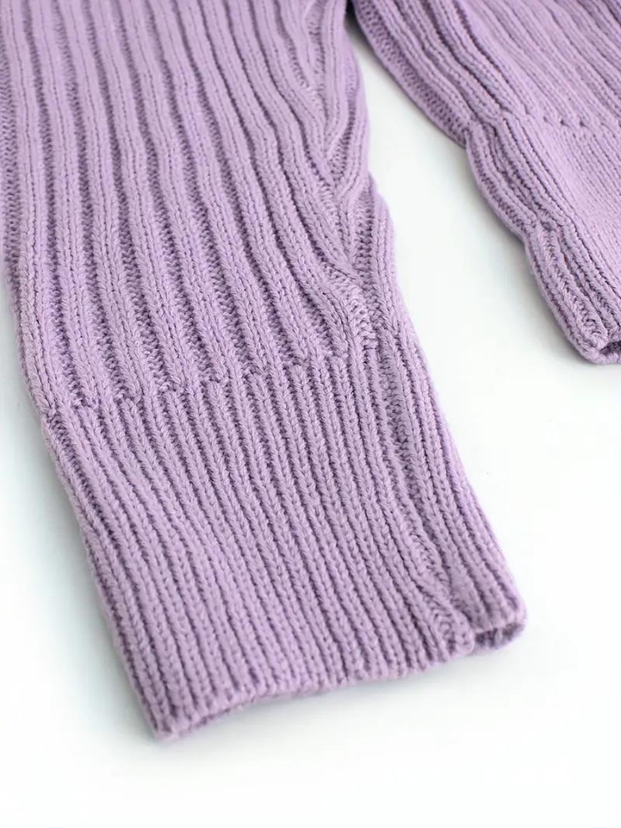 rib knitted sweater with asymmetrical neckline