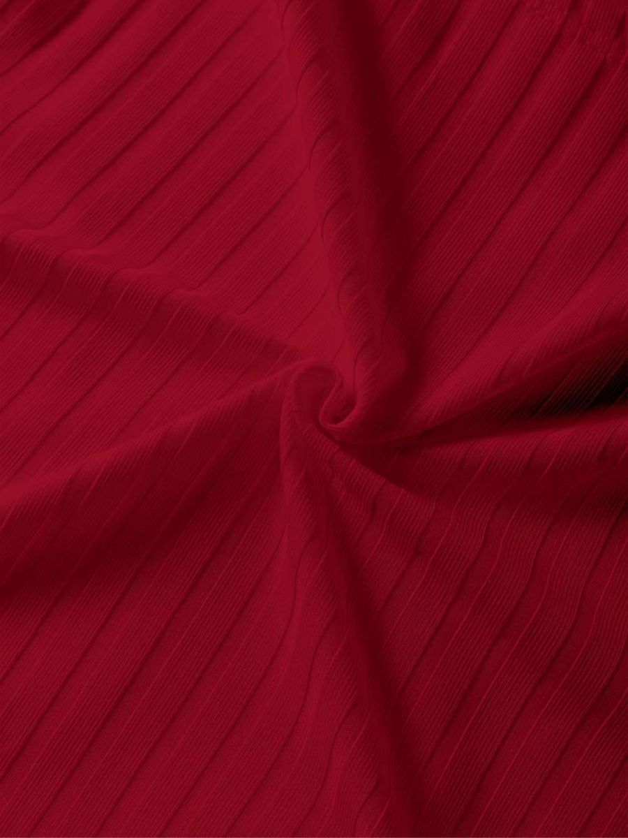 ribbed sleeves with a deep V-neck