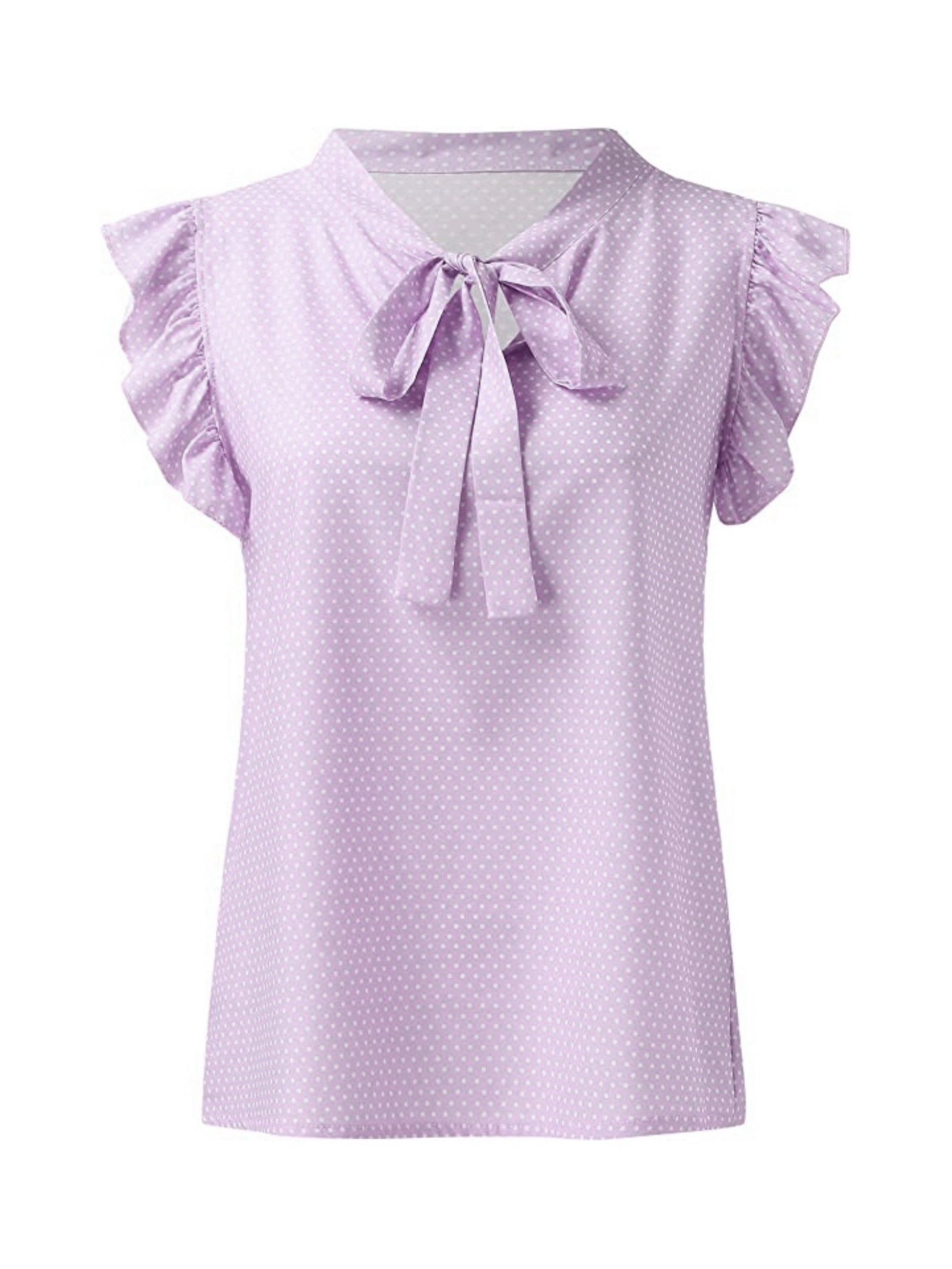 Blouse with bow with polka dots