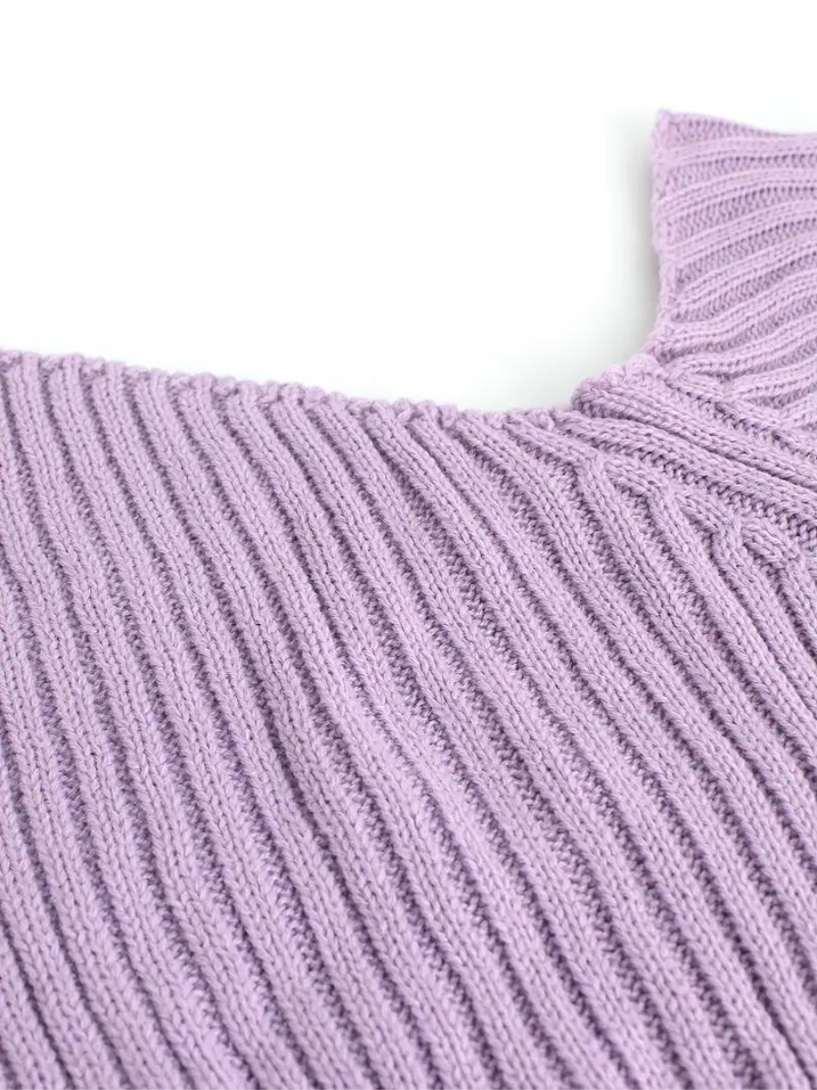 rib knitted sweater with asymmetrical neckline