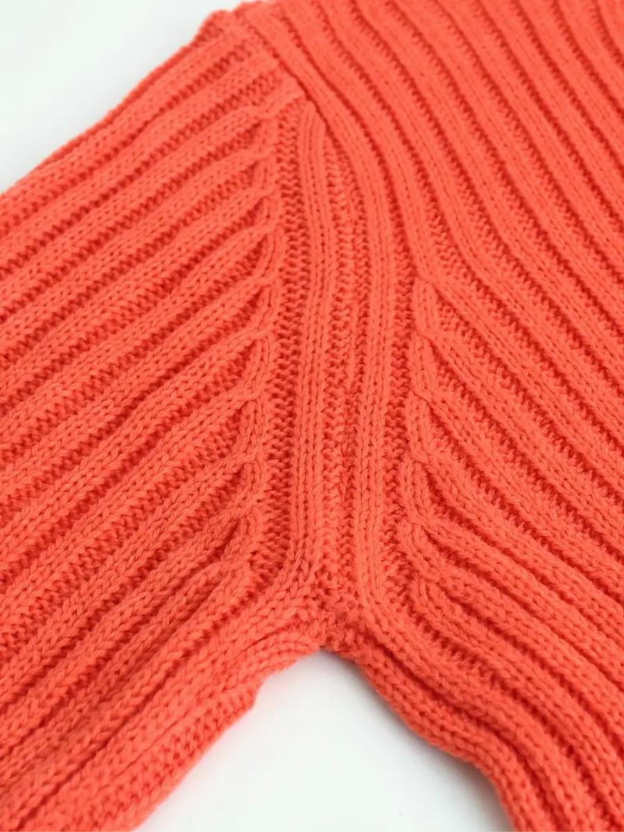 rib knitted sweater with asymmetrical neckline