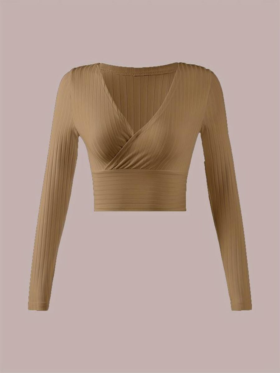 ribbed sleeves with a deep V-neck