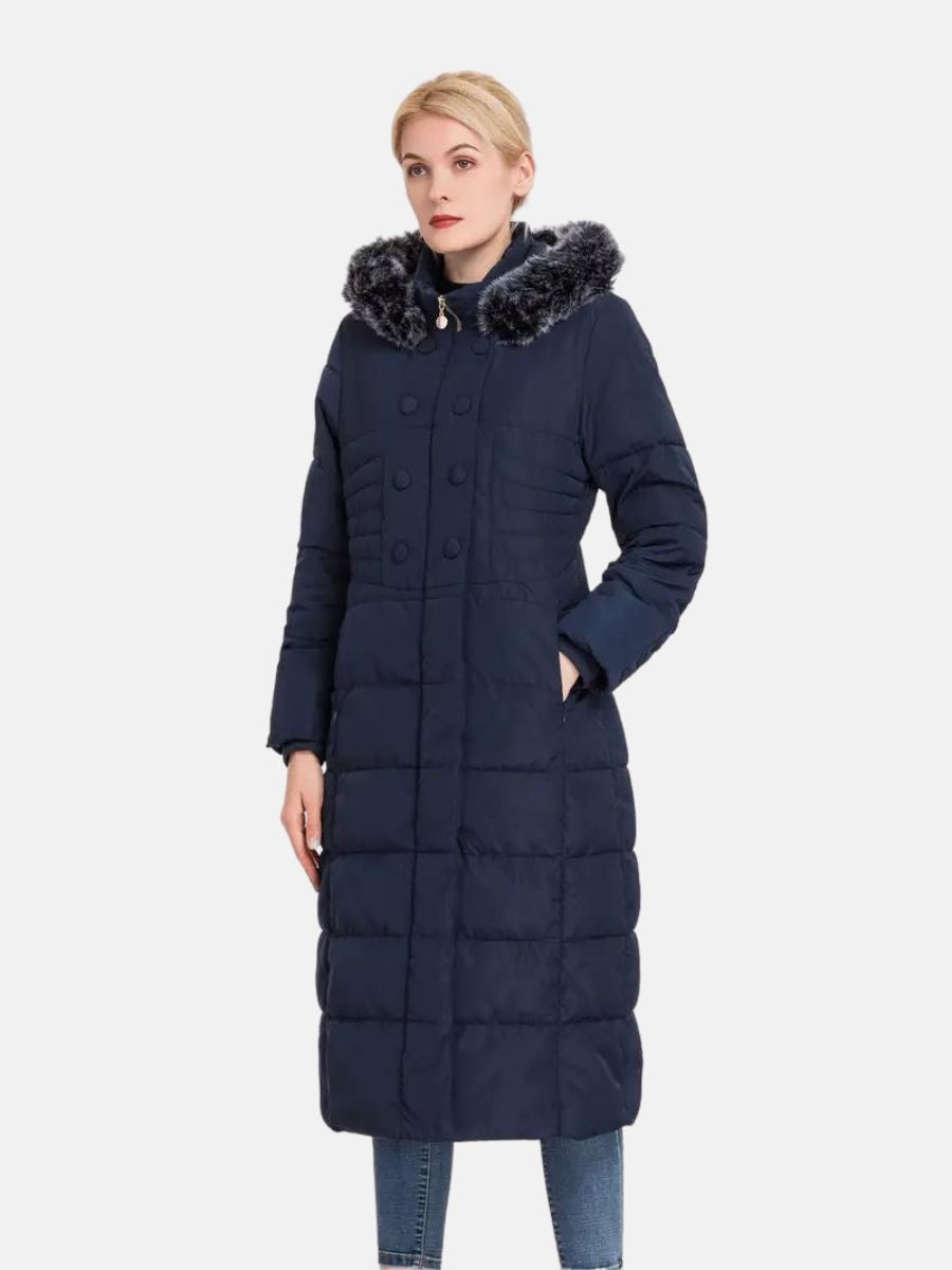 jacket with button closure and hood