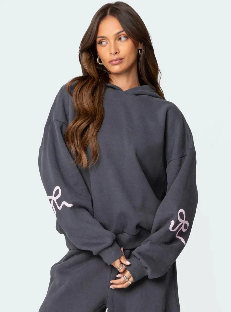 Cozy Tracksuit With Imprinted Bows