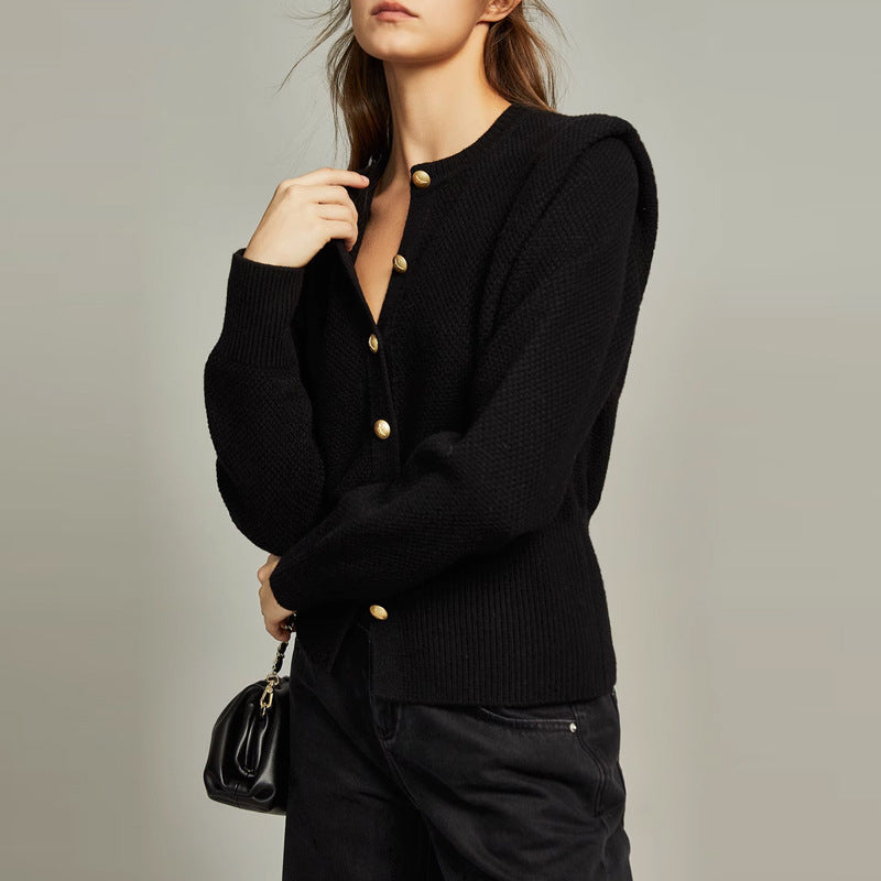 Buttoned Up Cardigan In Black