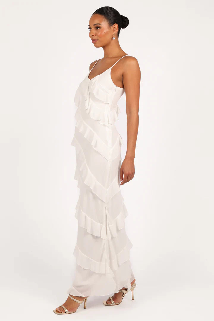Ruffled Maxi Dress In White