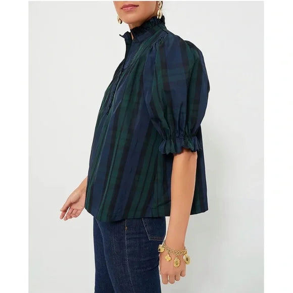 Pleaded Short Dark Sleeve Shirt