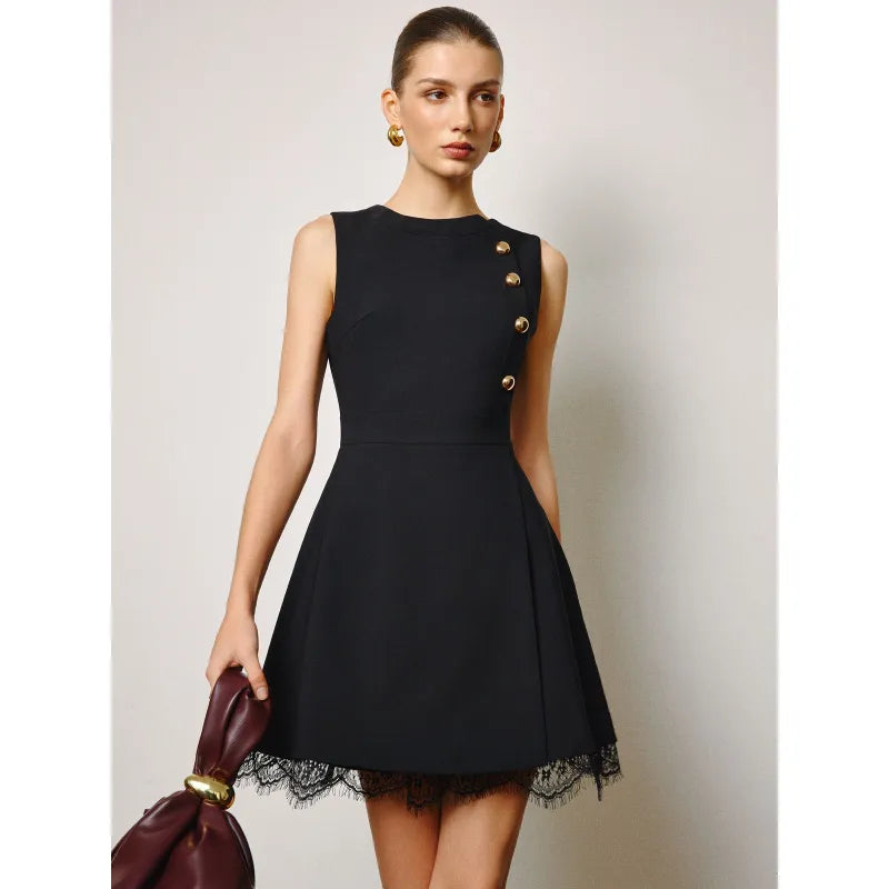 Sleeveless Casual Mini Dress In Black