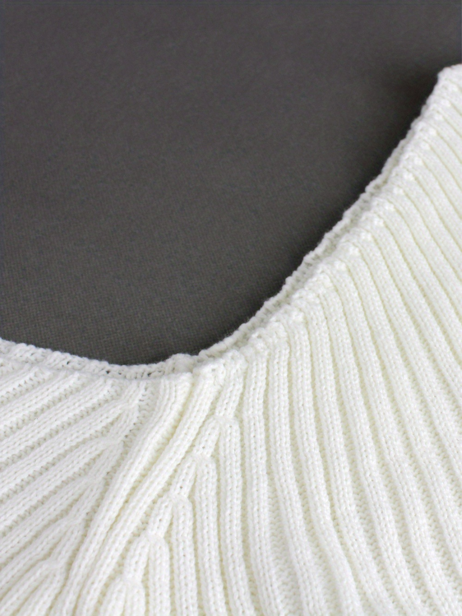 rib knitted sweater with asymmetrical neckline