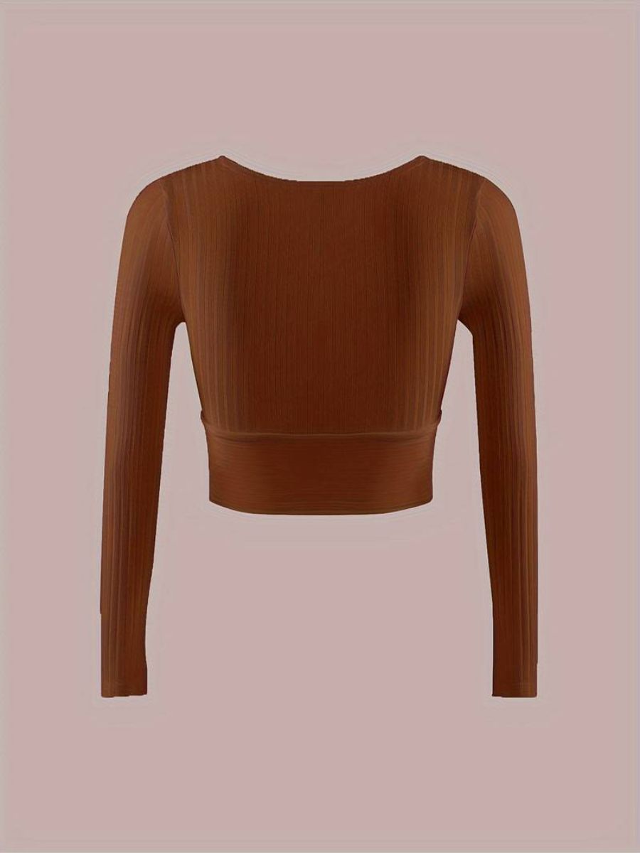 ribbed sleeves with a deep V-neck