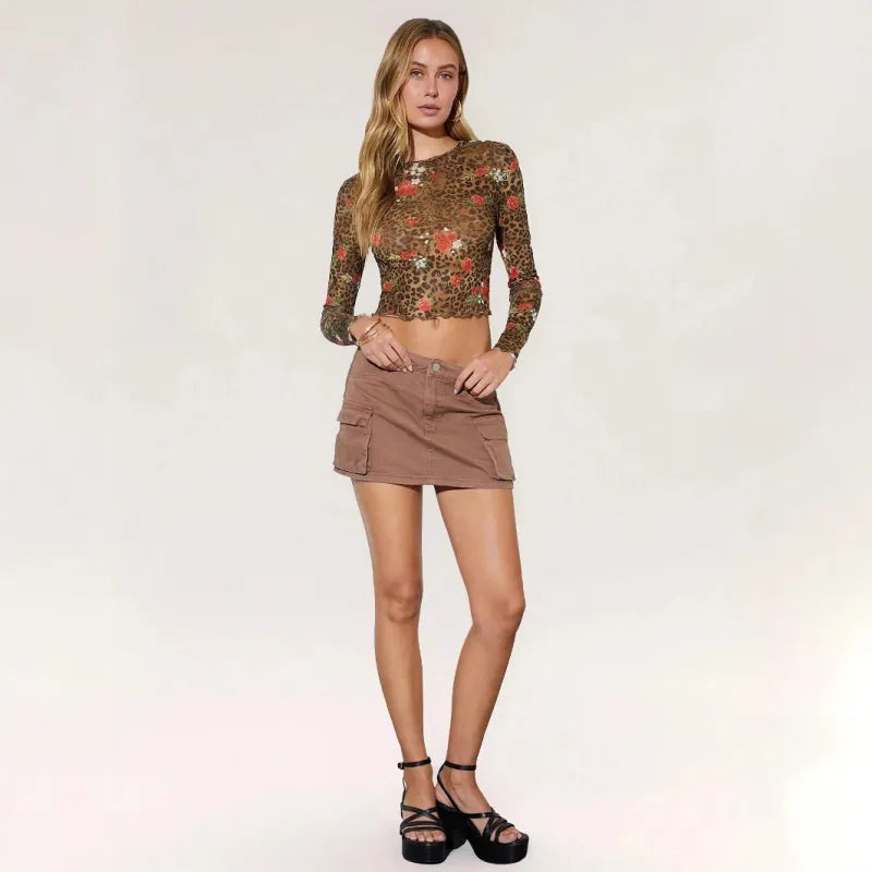 Leopard Print Mesh Top