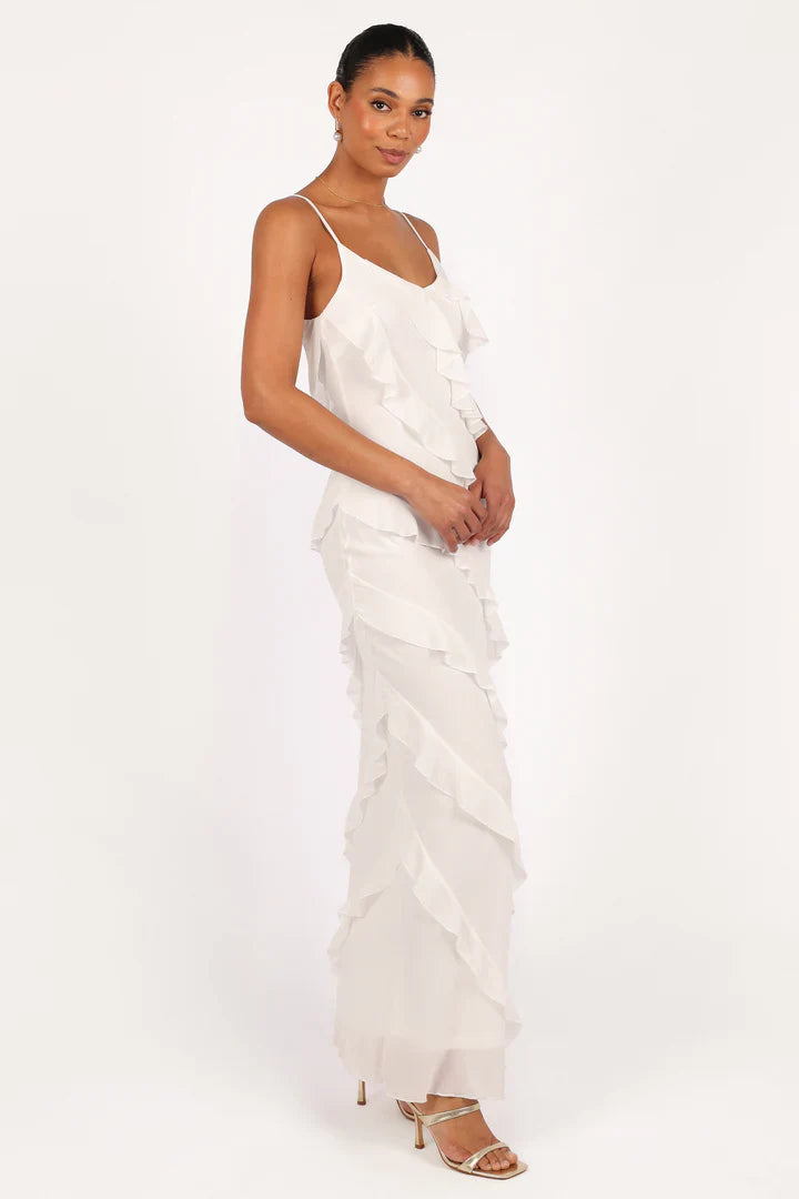 Ruffled Maxi Dress In White