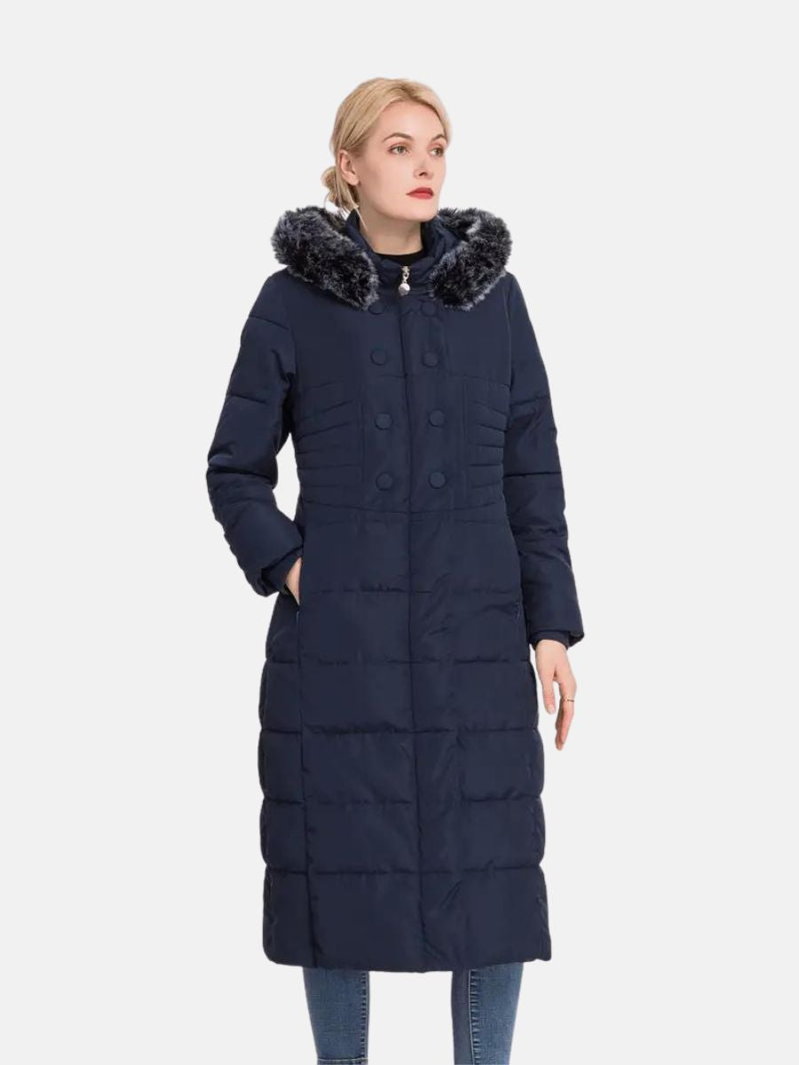 jacket with button closure and hood