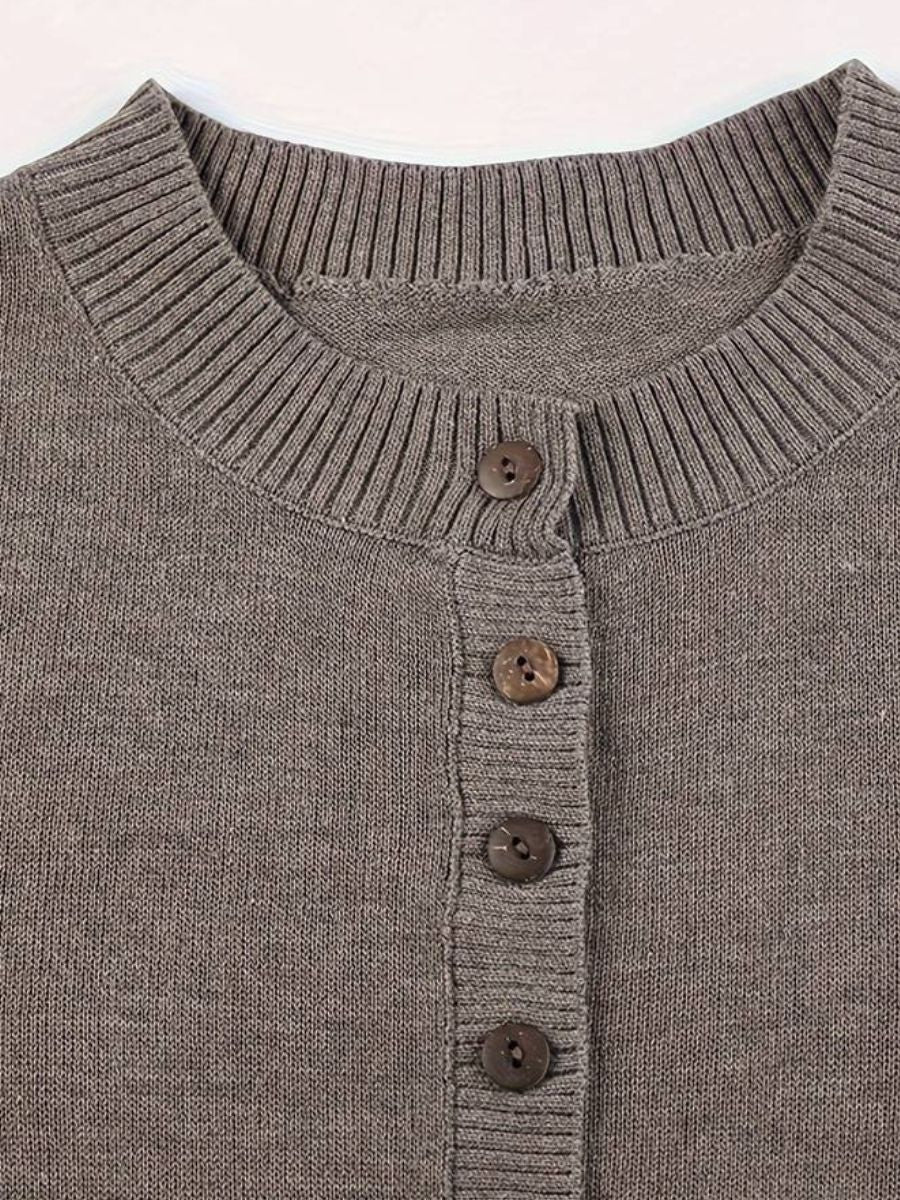 sweater and shorts with buttons