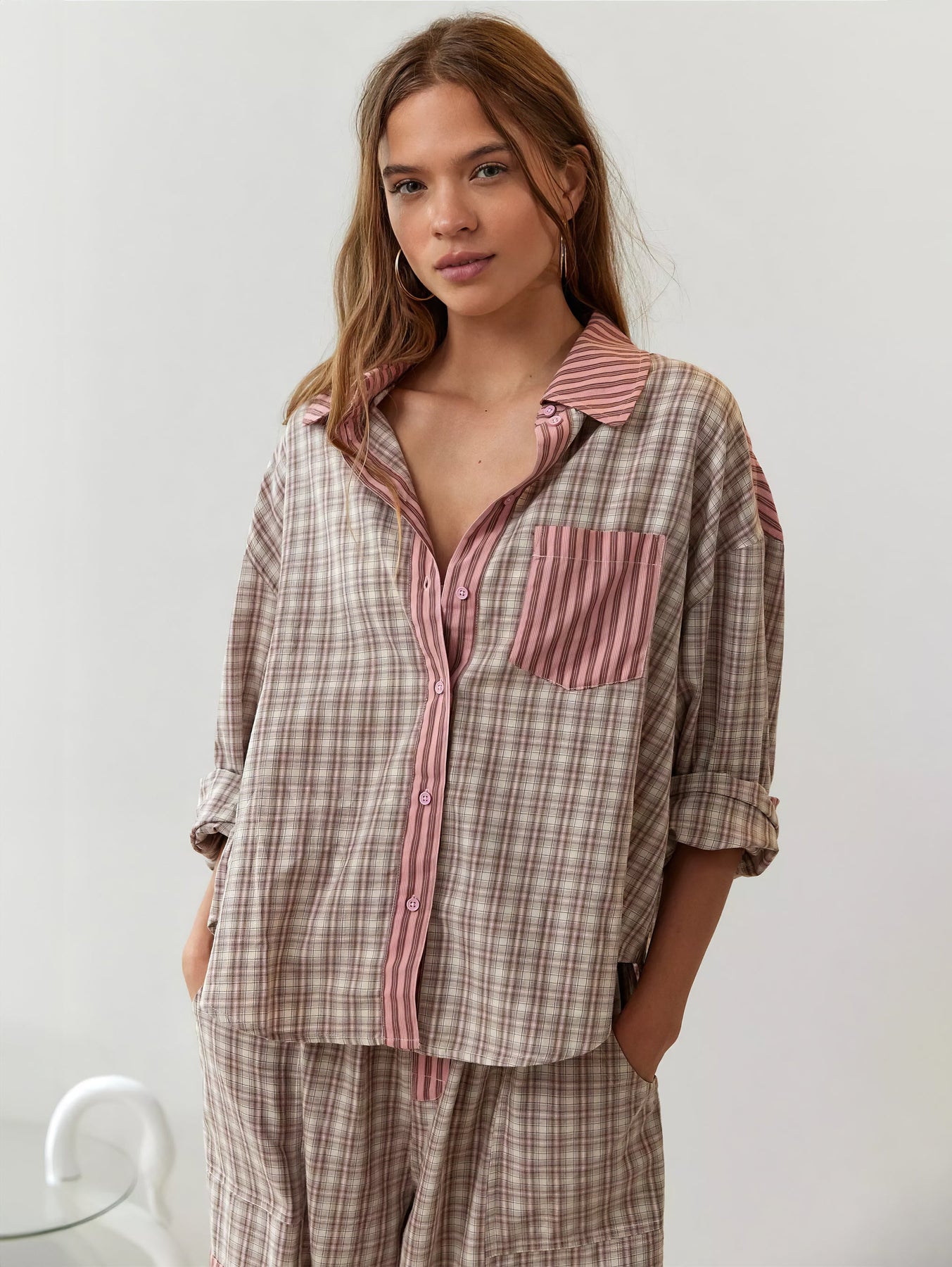Plaid Pijama Set With Buttoned Shirt